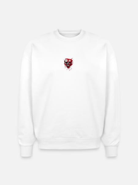 Blood Splash Skull Art - Stanley/Stella Radder Unisex Oversized Organic Sweatshirt - white