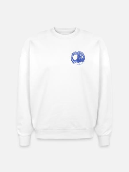 Retro Disco Ball - Stanley/Stella Radder Unisex Oversized Organic Sweatshirt - white