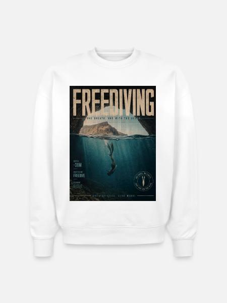 Freediving Depths Ocean Poster - Stanley/Stella Radder Unisex Oversized Organic Sweatshirt - white
