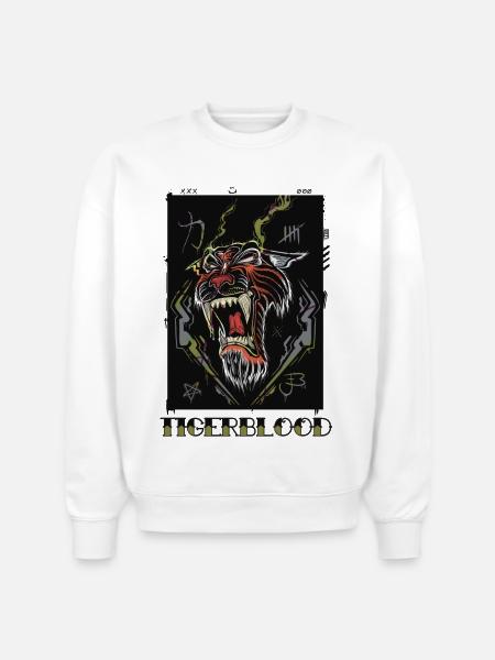 Tigerblood Neon Roar - Stanley/Stella Radder Unisex Oversized Organic Sweatshirt - white