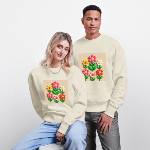 3D Flowers and Butterflies in Amber, Floral Design - Stanley/Stella Radder Unisex Oversized Organic Sweatshirt