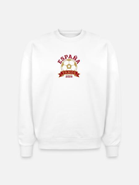 España Vamos 2026 Gold Emblem - Stanley/Stella Radder Unisex Oversized Organic Sweatshirt - white