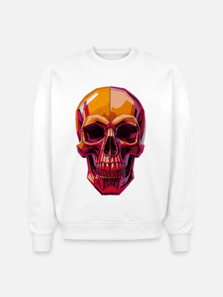 Polygon Skull – Geometric Skull Art - Stanley/Stella Radder Unisex Oversized Organic Sweatshirt - white