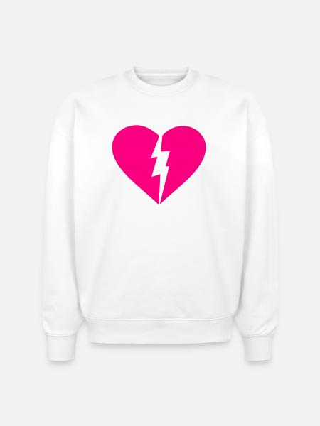 Broken Heart - Stanley/Stella Radder Unisex Oversized Organic Sweatshirt - white