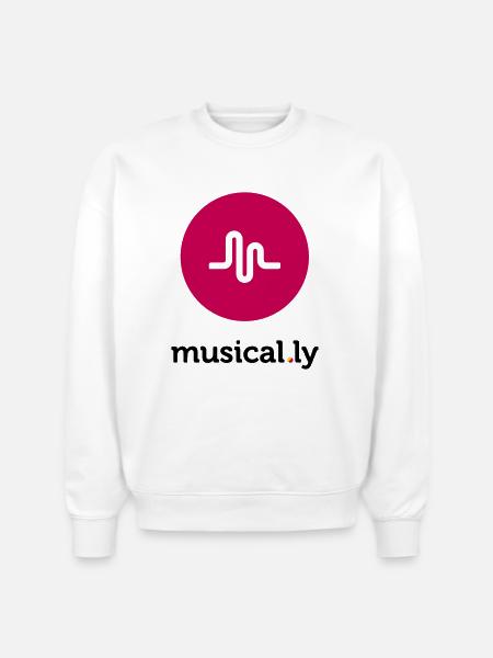 Musical.ly Logo - Stanley/Stella Radder Unisex Oversized Organic Sweatshirt - white