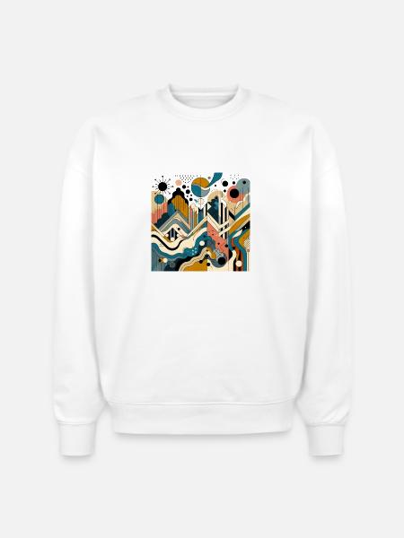 Dynamic Abstract Mountains T-Shirt - Stanley/Stella Radder Unisex Oversized Organic Sweatshirt - white