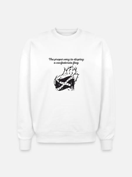 Burn the Confederate Flag - Stanley/Stella Radder Unisex Oversized Organic Sweatshirt - white