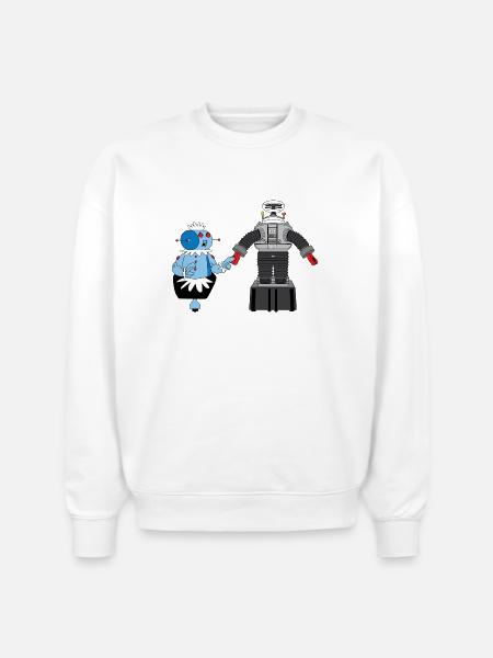 Rosie and Lost in Space Robot - Stanley/Stella Radder Unisex Oversized Organic Sweatshirt - white