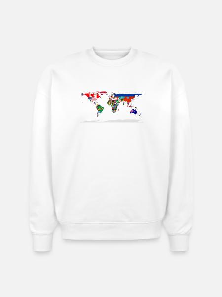 Flag Map Of The World - Stanley/Stella Radder Unisex Oversized Organic Sweatshirt - white