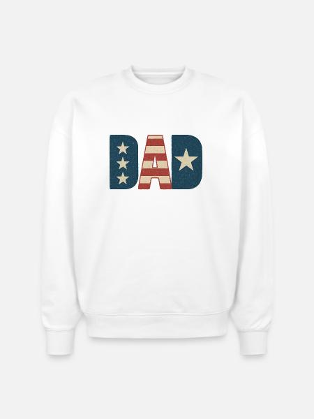 DAD 4th of July - Stanley/Stella Radder Unisex Oversized Organic Sweatshirt - white
