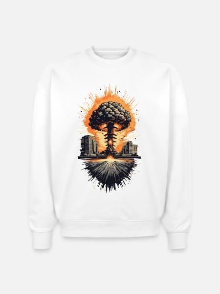Urban Nuclear Mushroom Cloud - Stanley/Stella Radder Unisex Oversized Organic Sweatshirt - white