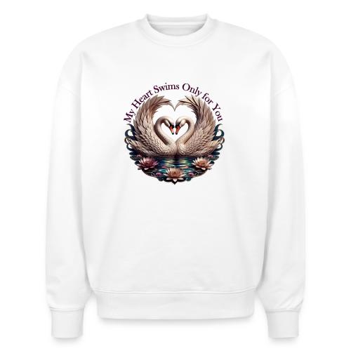 My Heart Swims Only for You Swan Heart T-Shirt - Stanley/Stella Radder Unisex Oversized Organic Sweatshirt