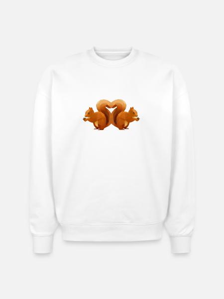 Low-Poly Squirrel Heart Duo - Stanley/Stella Radder Unisex Oversized Organic Sweatshirt - white