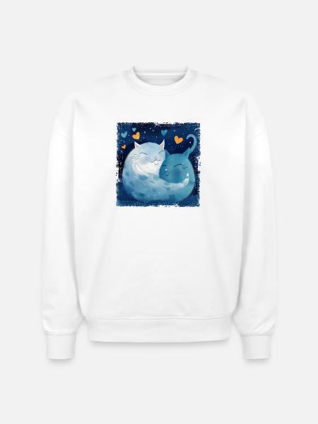 Cats Hug - Stanley/Stella Radder Unisex Oversized Organic Sweatshirt - white