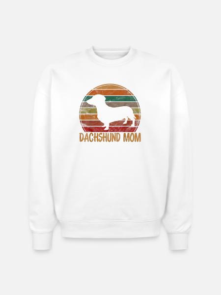 Dachshund Mom Retro Rainbow - Stanley/Stella Radder Unisex Oversized Organic Sweatshirt - white