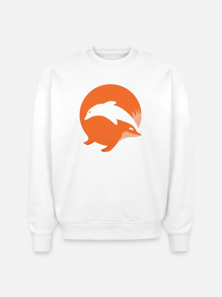 Fox or Dolphin in this fun optical illusion - Stanley/Stella Radder Unisex Oversized Organic Sweatshirt - white