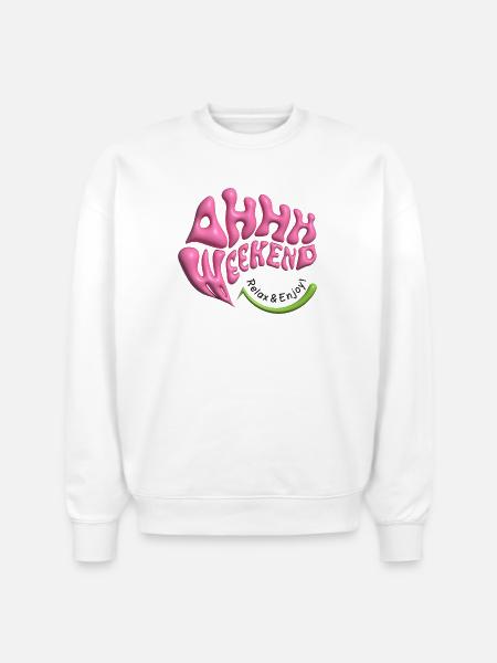 ahhh weekend - Stanley/Stella Radder Unisex Oversized Organic Sweatshirt - white