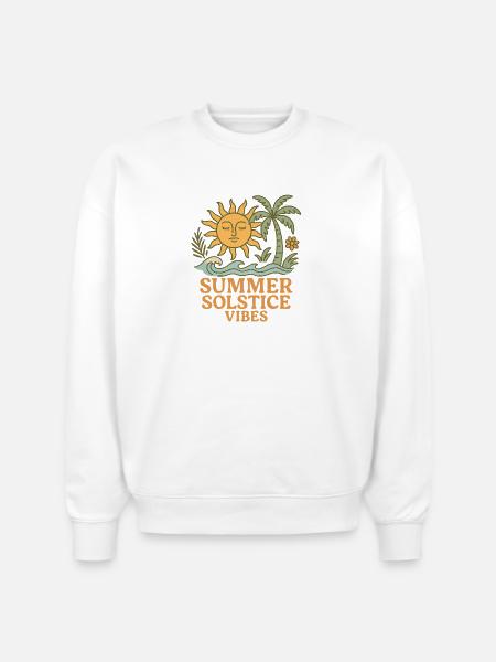 Summer Solstice Vibes Sun and Palm Design - Stanley/Stella Radder Unisex Oversized Organic Sweatshirt - white
