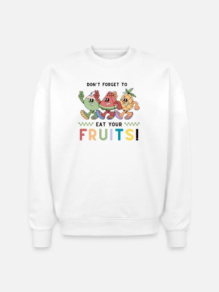 Playful Fruit - Stanley/Stella Radder Unisex Oversized Organic Sweatshirt - white