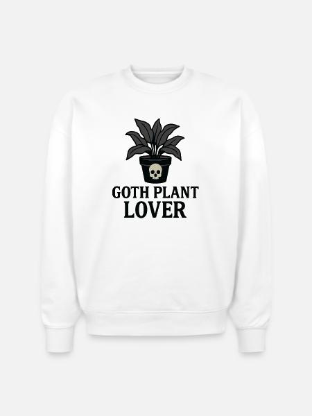 Goth Plant Skull Design - Stanley/Stella Radder Unisex Oversized Organic Sweatshirt - white