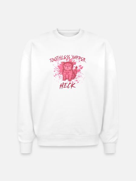 Grumpy Cat Vaper Motivational Design - Stanley/Stella Radder Unisex Oversized Organic Sweatshirt - white