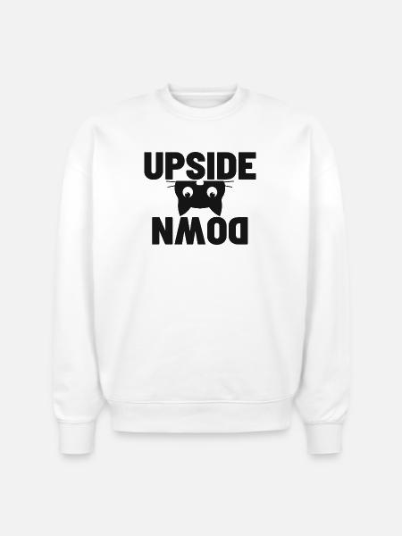 Upside Down cat Face Graphic - Stanley/Stella Radder Unisex Oversized Organic Sweatshirt - white