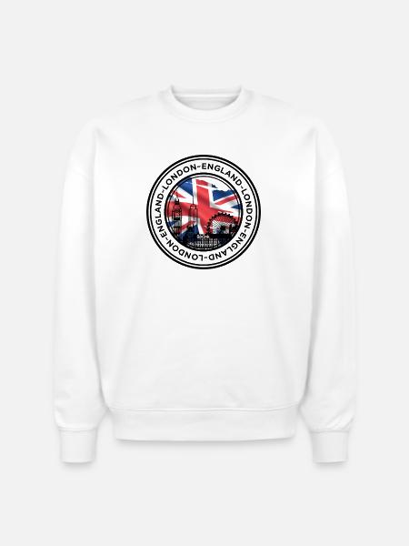 Union Jack London Skyline - Stanley/Stella Radder Unisex Oversized Organic Sweatshirt - white