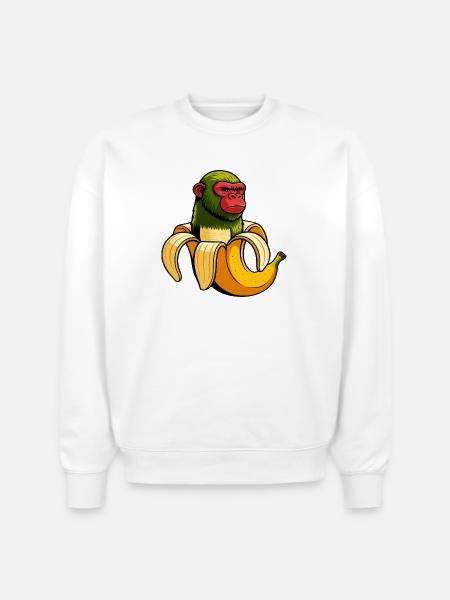 Chimpanzini Bananini Italian Brainrot Meme Art - Stanley/Stella Radder Unisex Oversized Organic Sweatshirt - white