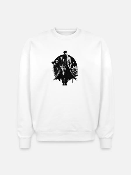 Noir Gentleman Floral Bloom - Stanley/Stella Radder Unisex Oversized Organic Sweatshirt - white