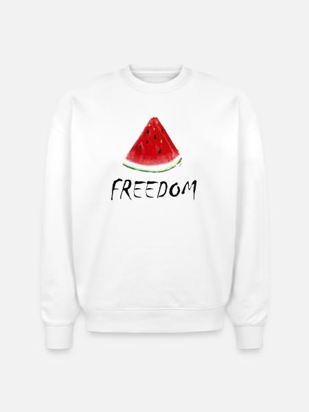 Freedom Watermelon Slice Illustration - Stanley/Stella Radder Unisex Oversized Organic Sweatshirt - white