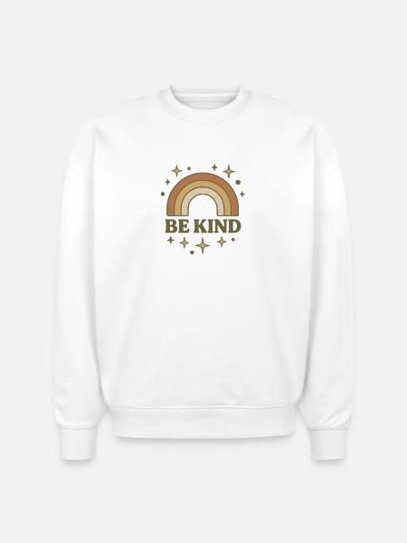 Be Kind Retro Rainbow - Stanley/Stella Radder Unisex Oversized Organic Sweatshirt - white