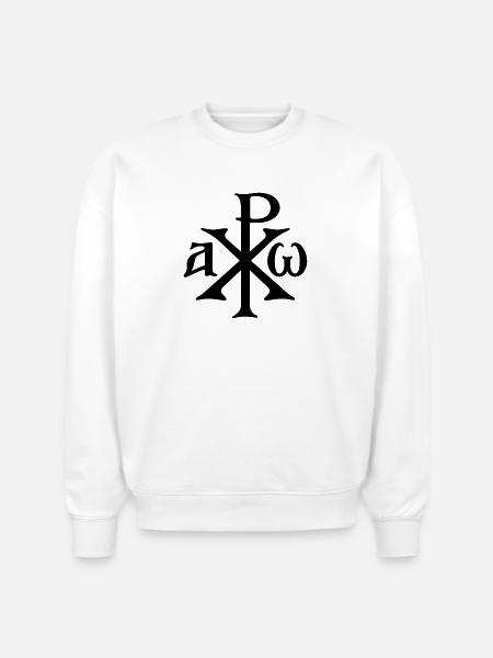 Chi Rho Christogram Black - Stanley/Stella Radder Unisex Oversized Organic Sweatshirt - white