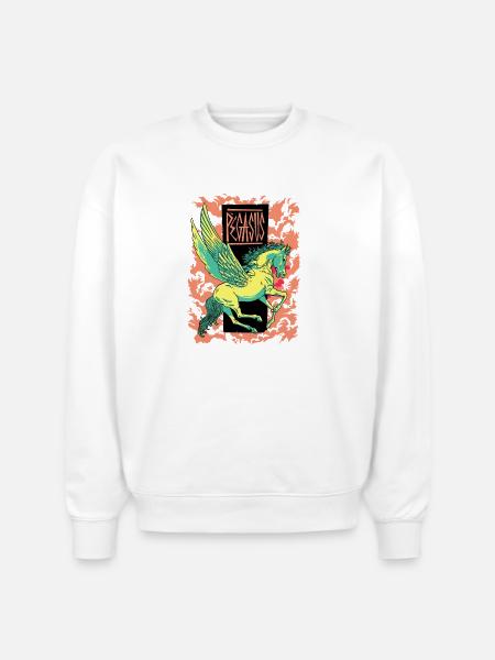 Mythic Pegasus Banner - Stanley/Stella Radder Unisex Oversized Organic Sweatshirt - white