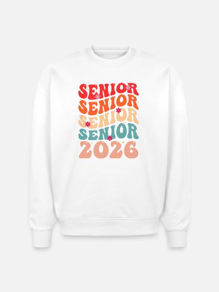 Senior Class 2026 Floral Rainbow - Stanley/Stella Radder Unisex Oversized Organic Sweatshirt - white