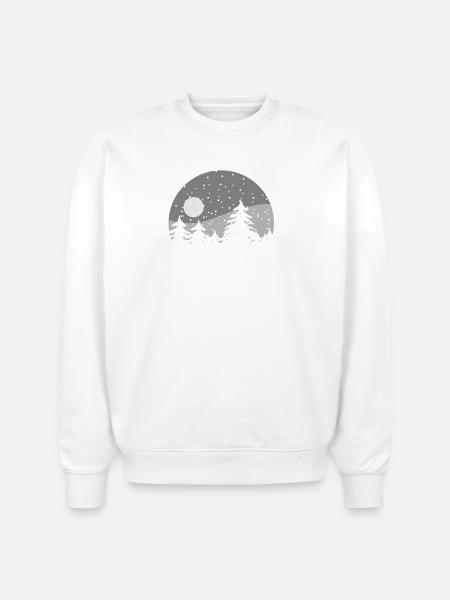 Winter Night Snow Circle Silhouette - Stanley/Stella Radder Unisex Oversized Organic Sweatshirt - white