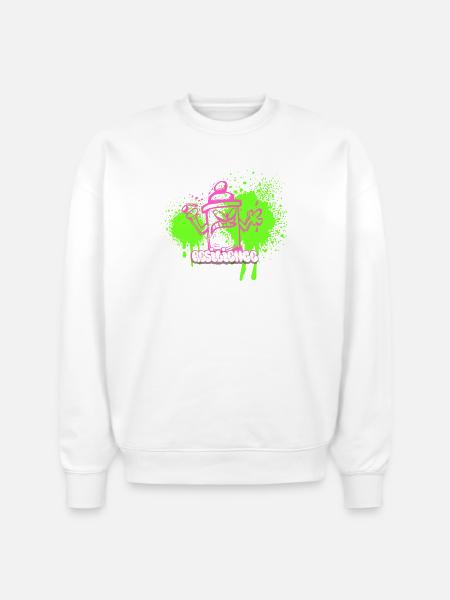 Neon Graffiti Spray Can Character - Stanley/Stella Radder Unisex Oversized Organic Sweatshirt - white