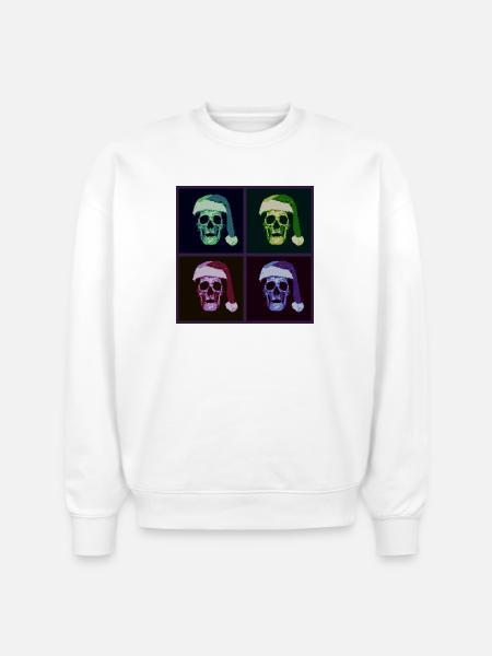 Pop Art Skull Santa Halftone - Stanley/Stella Radder Unisex Oversized Organic Sweatshirt - white