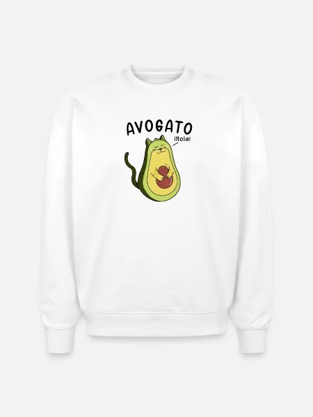 Cheerful Avocado Hugging Seed - Stanley/Stella Radder Unisex Oversized Organic Sweatshirt - white