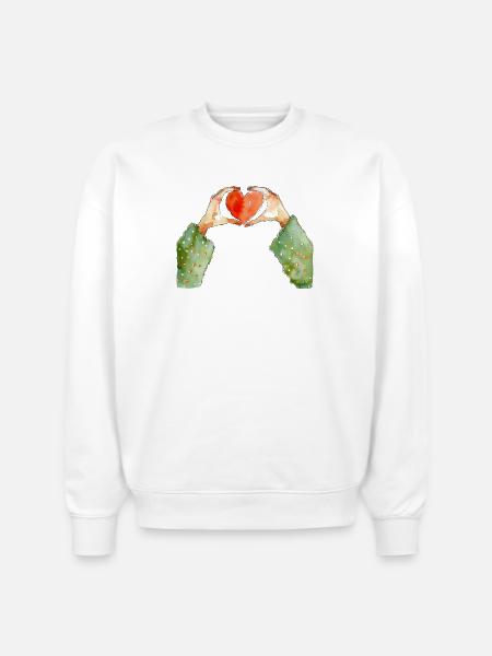 Hands Heart - Stanley/Stella Radder Unisex Oversized Organic Sweatshirt - white