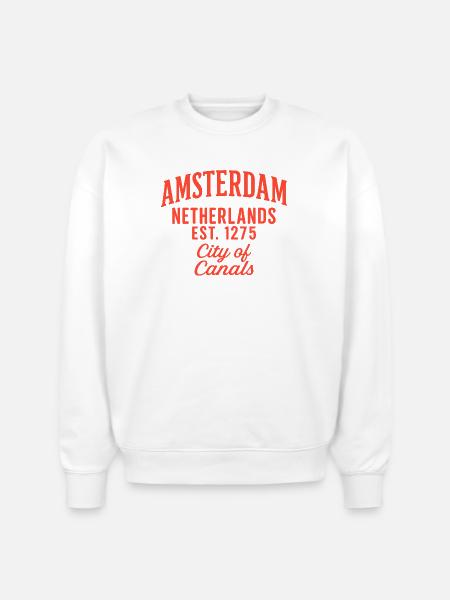 Amsterdam City of Canals Shirt - Stanley/Stella Radder Unisex Oversized Organic Sweatshirt - white