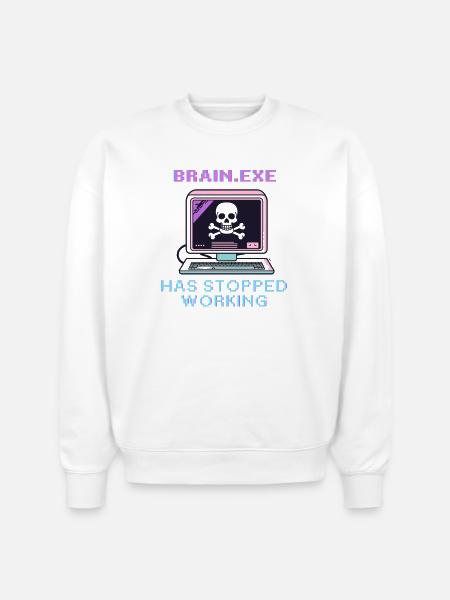 Neon Retro Skull Computer - Stanley/Stella Radder Unisex Oversized Organic Sweatshirt - white