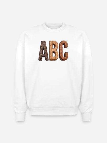 Rustic Wood ABC Letters - Stanley/Stella Radder Unisex Oversized Organic Sweatshirt - white