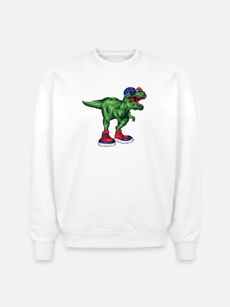 Dino Sneaker Rex - Stanley/Stella Radder Unisex Oversized Organic Sweatshirt - white