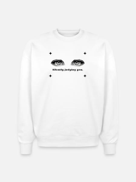 Twin Halftone Eyes - Stanley/Stella Radder Unisex Oversized Organic Sweatshirt - white