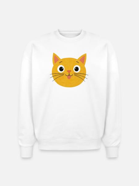 Sunny Whiskers Cat Face - Stanley/Stella Radder Unisex Oversized Organic Sweatshirt - white