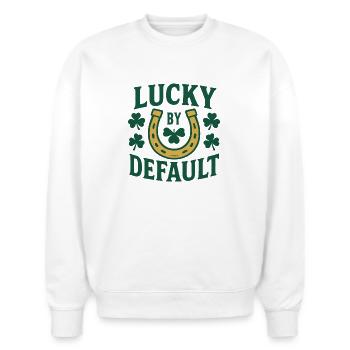 St. Patrick’s Day-Festive Four-Leaf Clover Graphic - Stanley/Stella Radder Unisex Oversized Organic Sweatshirt - white - Front - Andy (188cm) & Roxy (174cm)