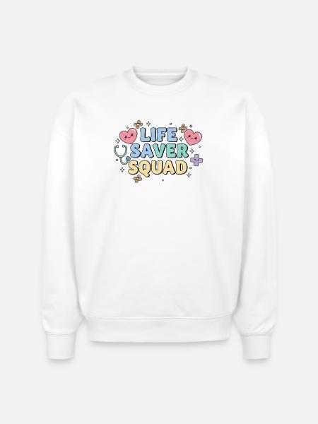 Life Saver Squad - Stanley/Stella Radder Unisex Oversized Organic Sweatshirt - white