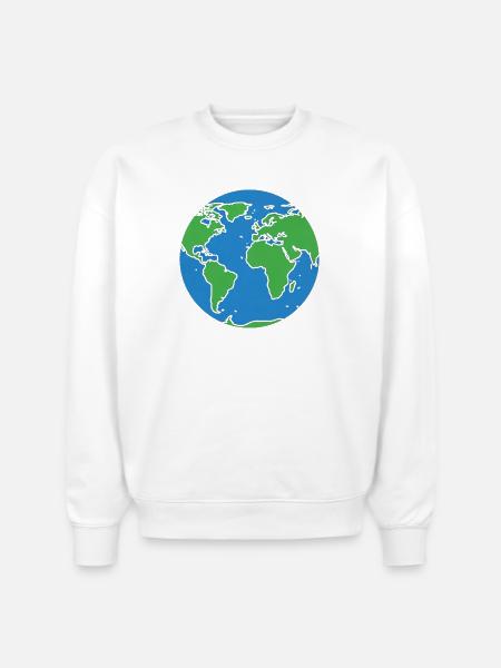Eco World Map Circle - Stanley/Stella Radder Unisex Oversized Organic Sweatshirt - white