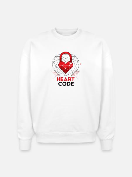 a-geometric-lock-shape-with-a-smooth-red-heart- - Stanley/Stella Radder Unisex Oversized Organic Sweatshirt - white