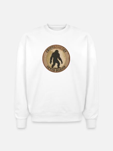 Cryptid Believer Sasquatch Coin - Stanley/Stella Radder Unisex Oversized Organic Sweatshirt - white